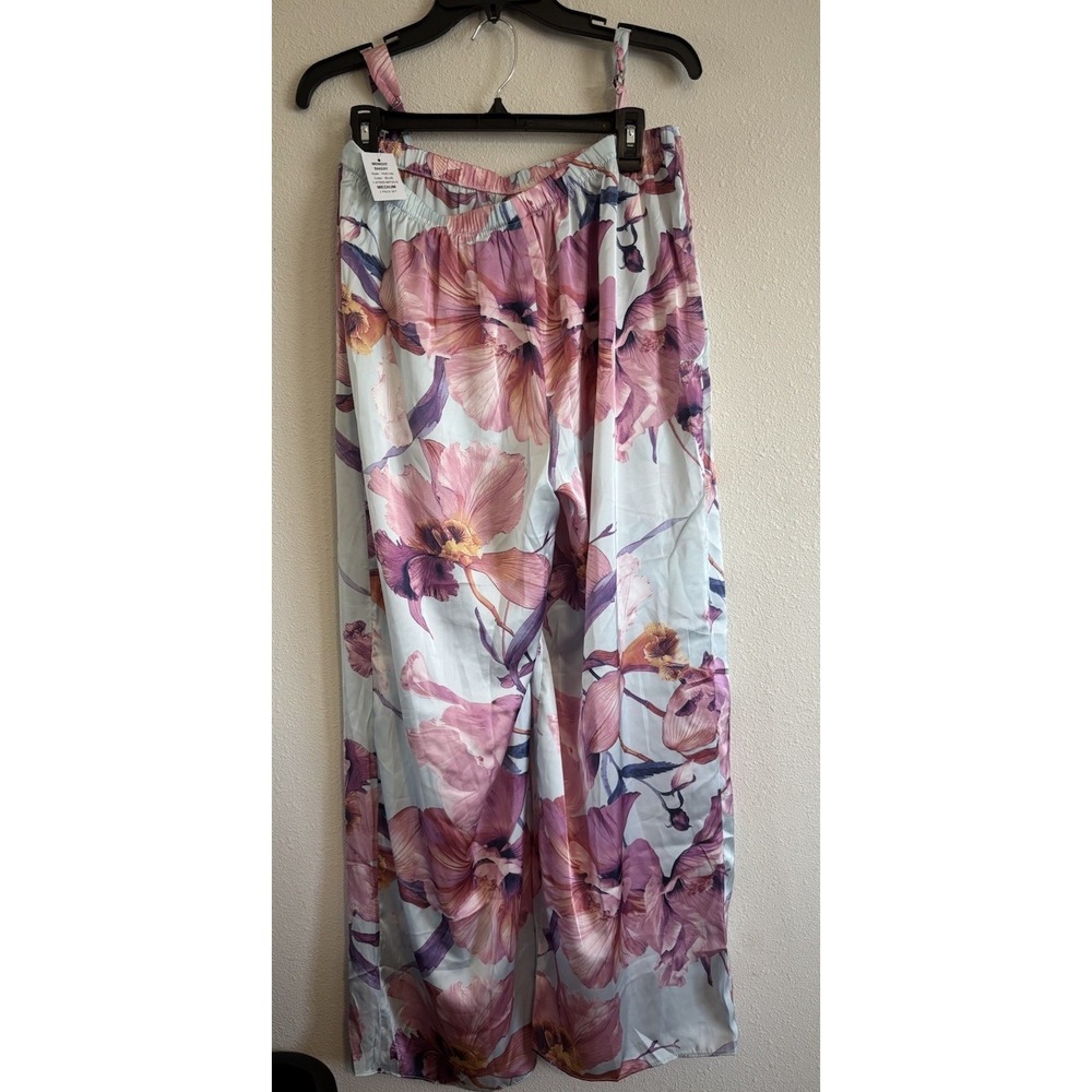 Midnight Bakery 2 Pc Pajama Set M Satin Cami Top Wide/Open Side Pants NWT - Picture 6 of 11